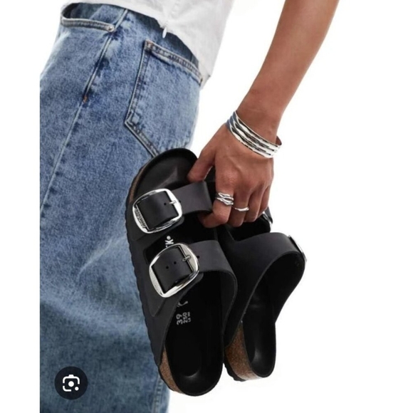 Birkenstock Arizona Womens Leather Sandals Black Double Buckle Comfort Slides 37 - Picture 13 of 14